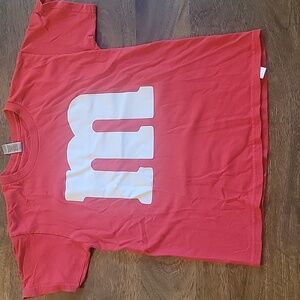Red Tee with White M Print